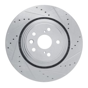 Lexus RX350 Brake Rotor (1) - Front Right - R1 Concepts - Drilled & Slotted - Silver - `20-`25